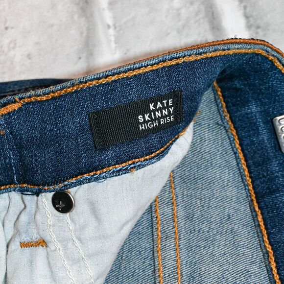 Veronica Beard Kate Skinny High Rise Jeans Metallic waist blue Nantucket 28/6 - Picture 9 of 13